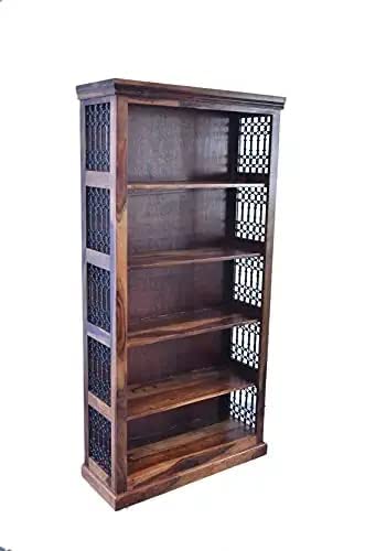 MoonWooden Solid Sheesham Wooden Bookshelf | Book Shelf Cabinet for Home & Office Living Room