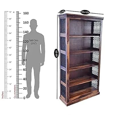MoonWooden Solid Sheesham Wooden Bookshelf | Book Shelf Cabinet for Home & Office Living Room
