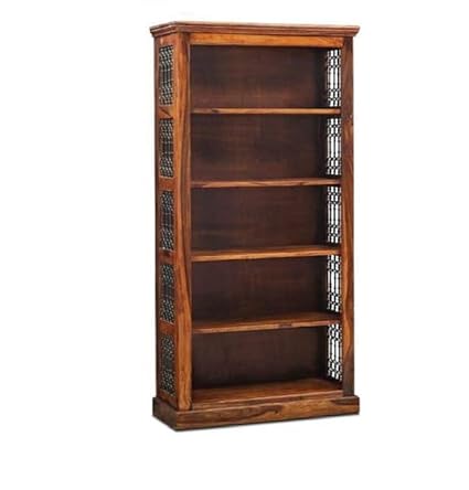 MoonWooden Solid Sheesham Wooden Bookshelf | Book Shelf Cabinet for Home & Office Living Room