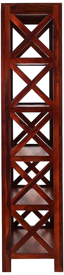 MoonWooden Solid Sheesham Wooden Bookshelf | Book Shelf Cabinet for Home & Office Living Room with Honey Finish