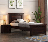MoonWooden Sheesham Wood Single Size Bed Without Storage for Bedroom Living Room Home Wooden Palang for Hotel (Walnut Finish)