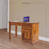 moonwooden Sheesham Wood Writing Study Table for Home and Office with Chair | Study Desk | Natural Honey Finish