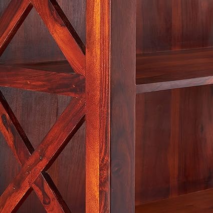 MoonWooden Solid Sheesham Wooden Bookshelf | Book Shelf Cabinet for Home & Office Living Room with Honey Finish