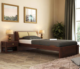 MoonWooden Sheesham Wood Single Size Bed Without Storage for Bedroom Living Room Home Wooden Palang for Hotel (Walnut Finish)