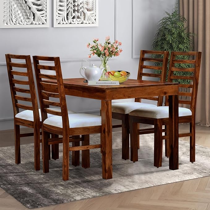 CHURUWOODCRAFT Zig Zag Solid Wood|Sheesham Wood Dining Table