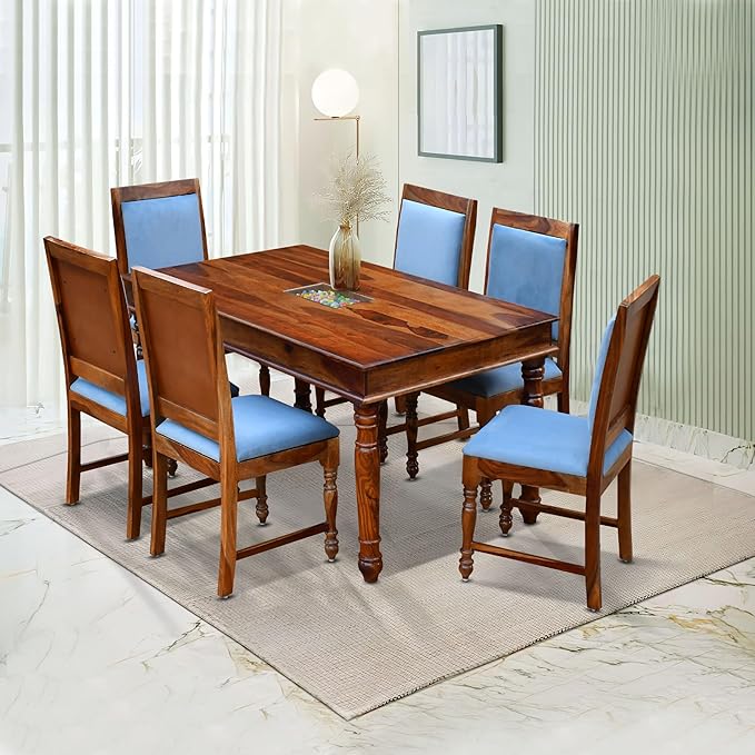 MoonWooden Sheesham Wooden Seater Dining Table with Cushioned Chair|
