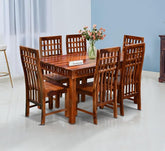 MoonWooden Sheesham Wooden Dining Table 6 Seater with 6 Chairs for Home & Hotel, Restaurant | Walnut Finish with Premium Polish