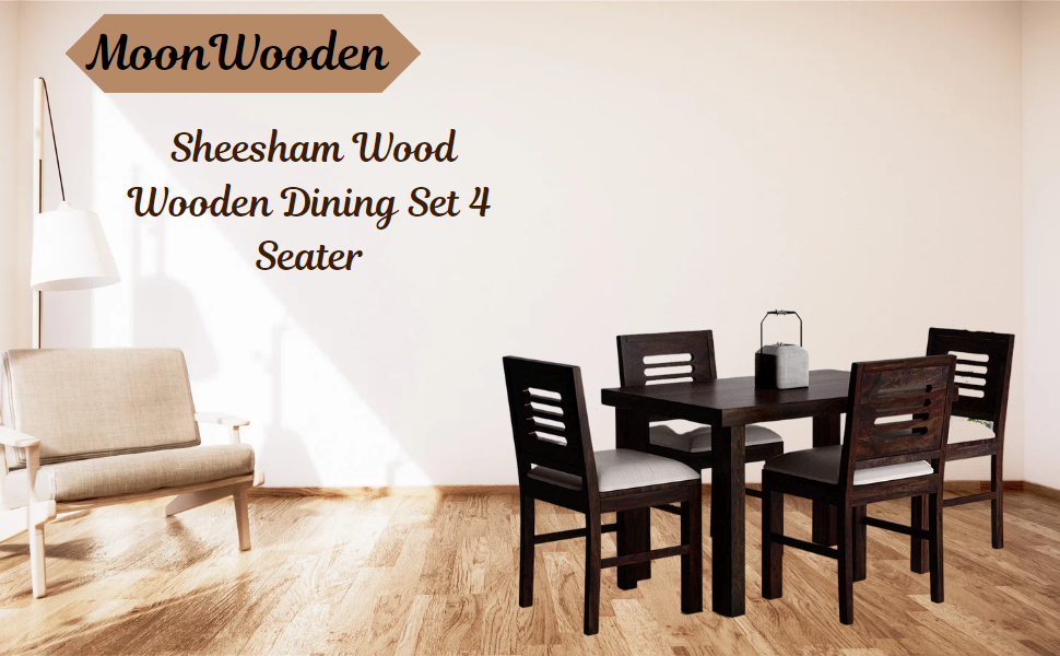 moonwooden Sheesham Wood Dining Table 4 Seater Dining Table with