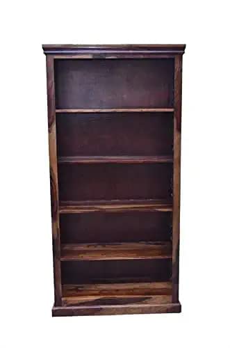 MoonWooden Solid Sheesham Wooden Bookshelf | Book Shelf Cabinet for Home & Office Living Room