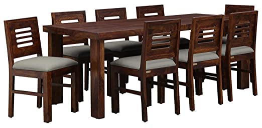 MoonWooden Solid Wood 8 Seater Dining Table Set with 8 Chair for Home & Office Furniture| Hotel & Dinner | Drawing Room Furniture |