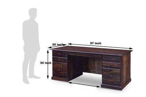 MoonWooden Sheesham Wood Writing Study Table for Home and Office Finish Provincial Teak