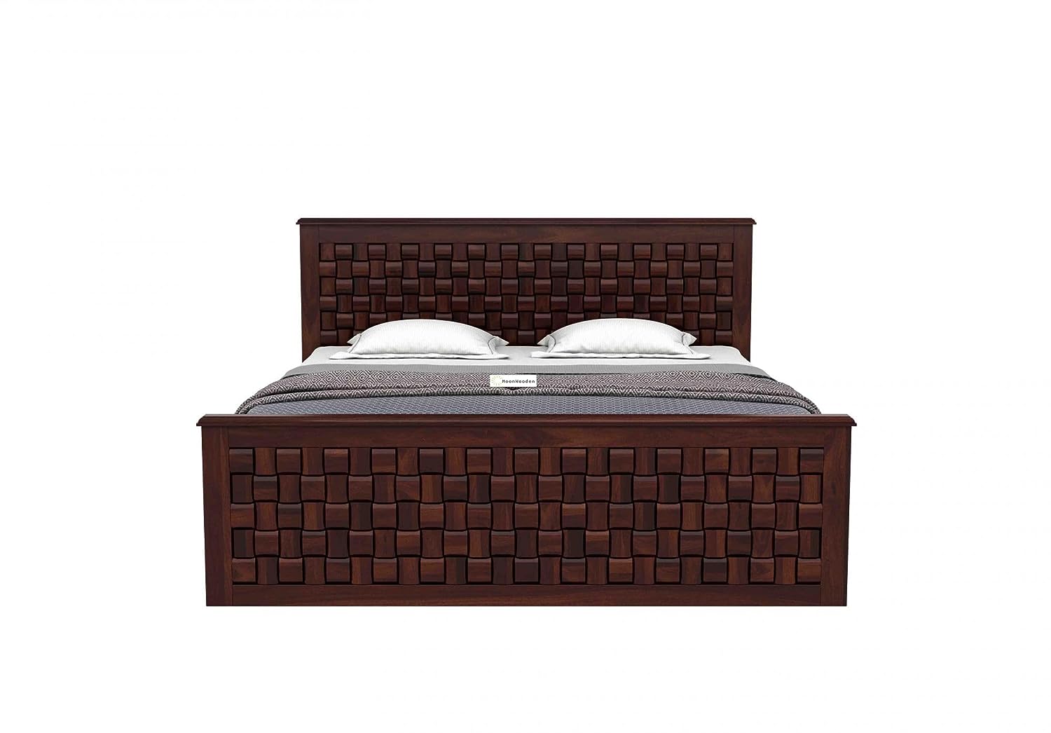 MoonWooden Sheesham Wood Bed Without Storage Wooden Double Bed Cot Bed Furniture for Bedroom Living Room Home|Nivaar Degine with Dark Honney (Model-2, King)