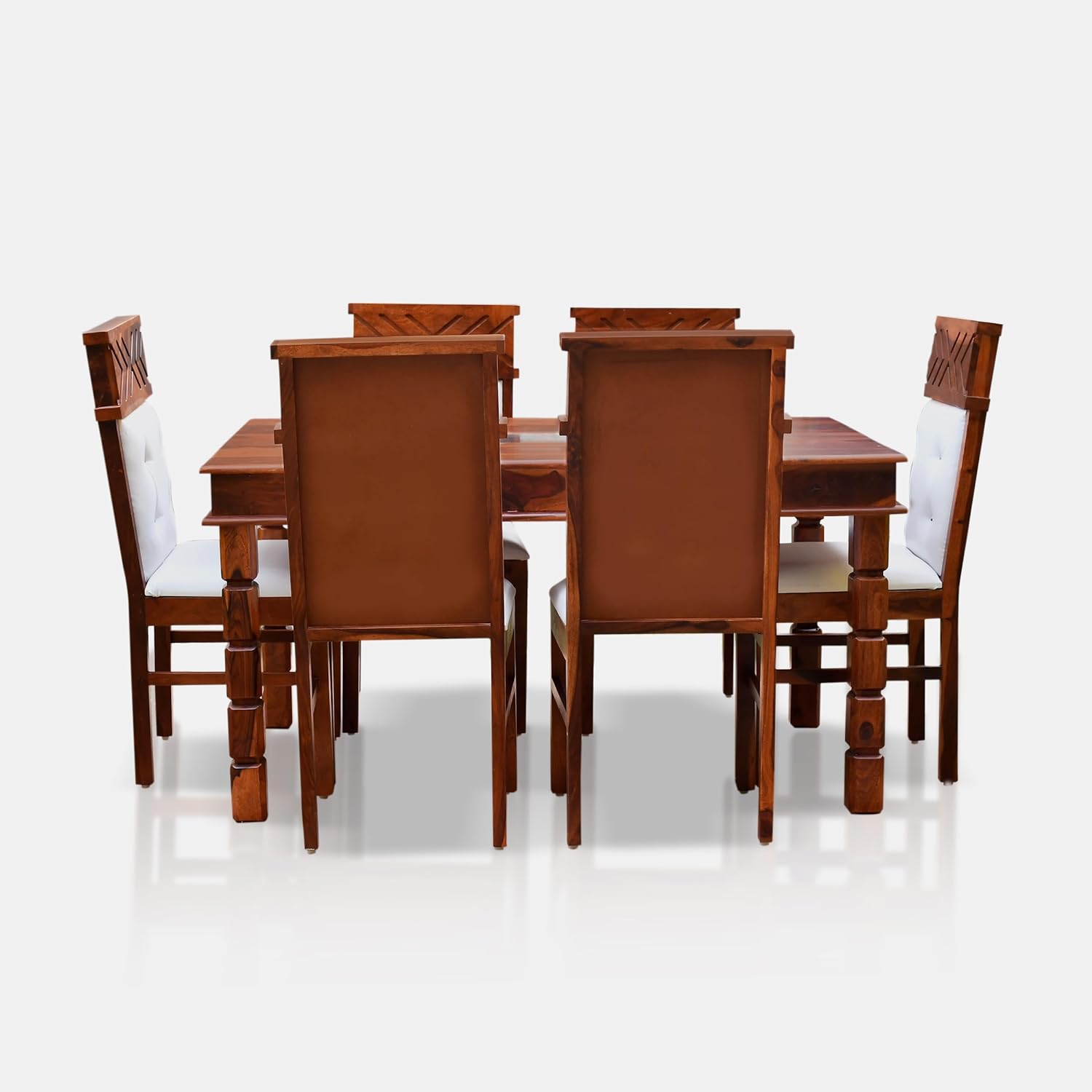 MoonWooden Sheesham Wooden Dining Table 6 Seater | Six Seater Dinning Table with 6 Chairs for Home | Dining Room Sets for Restraunts | Sheesham Wood, with Honney Finish