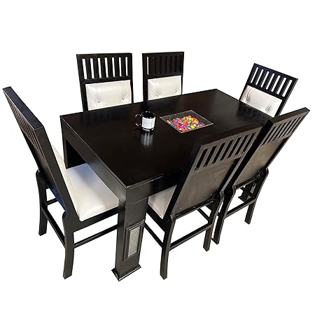 MoonWooden Sheesham Wood Dining Table || Dining Table Set || Dining Room Set (6 Seater, Dark Walnut_01)
