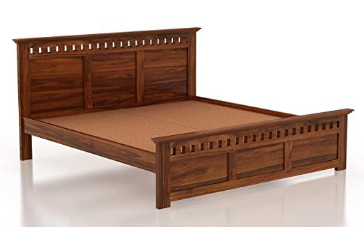 MoonWooden King Size Bed - A Solid Wooden Bed Without Storage - Double Bed Furniture for Bedroom - Perfect Diwan Bed King Size Cot Without Storage in Natural Finish