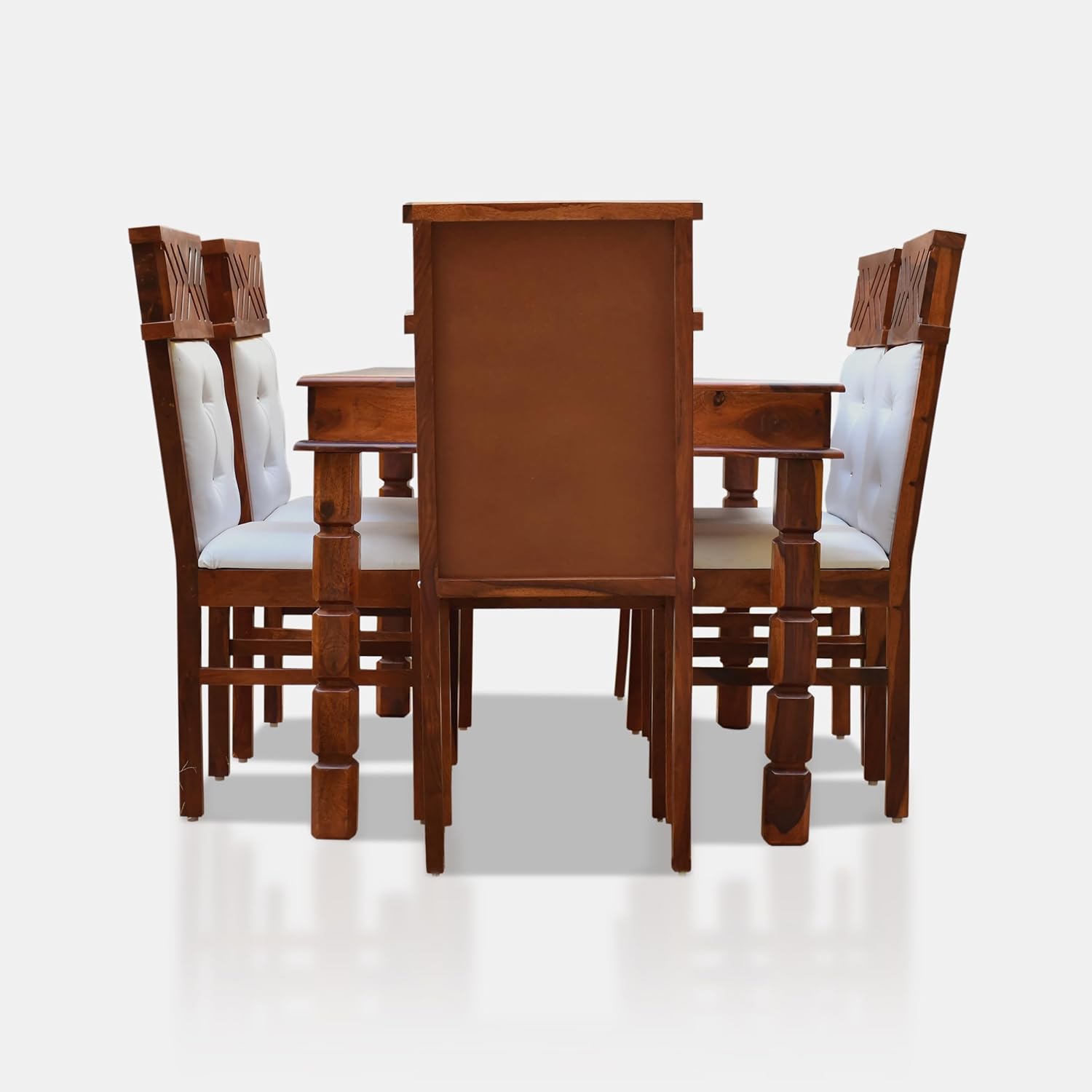 MoonWooden Sheesham Wooden Dining Table 6 Seater | Six Seater Dinning Table with 6 Chairs for Home | Dining Room Sets for Restraunts | Sheesham Wood, with Honney Finish