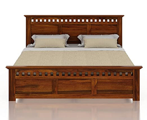 MoonWooden King Size Bed - A Solid Wooden Bed Without Storage - Double Bed Furniture for Bedroom - Perfect Diwan Bed King Size Cot Without Storage in Natural Finish