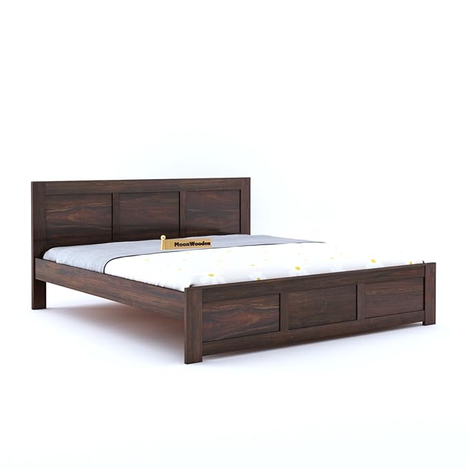 CHURUWOODCRAFT Solid Sheesham Wood Bed Without Storage Furniture for Bedroom | Rosewood Material | Noise Free | Zero Partner | Diwan Bed King Size | Walnut Finish