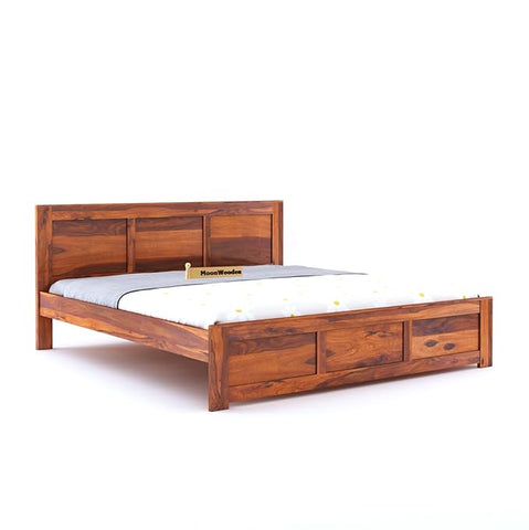 MooNWooden Sheesham Wood Double Bed Without Storage for Bedroom, Living Room | Lightweight | Noise Free | Zero Partner Disturbance | Lightweight (Model-1, King)