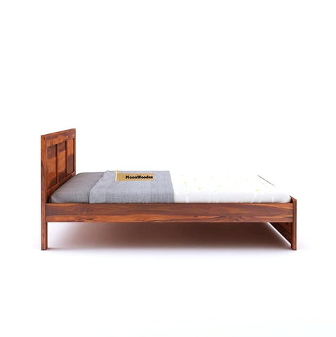 MoonWooden Sheesham Wood Queen Size Bed Without Storage | Queen Bed Furniture for Bedroom, Hotel & Home | Lightweight Wooden | Solid Wood Bed (Honey Finish)