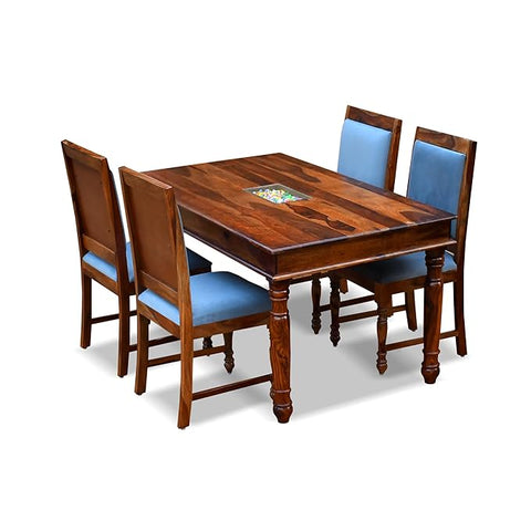 MoonWooden Sheesham Wooden Seater Dining Table with Cushioned Chair|Solid Wood Seater Dinning Table for Home, Office Hotel Dining Room Sets