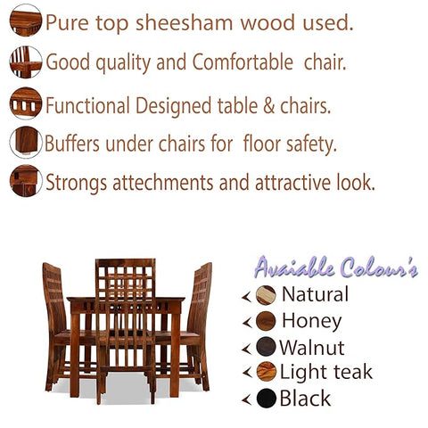 MoonWooden Sheesham Wooden Dining Table 6 Seater with 6 Chairs for Home & Hotel, Restaurant | Walnut Finish with Premium Polish