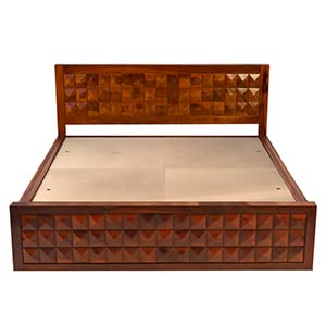 MoonWooden Sheesham Solid Wood King Size Bed with Storage | Rosewood Bedroom Double Cot | Noise Free | Zero Partner Disturbance (Compartment-4, Size-78x72 Inches, Dark Brown)