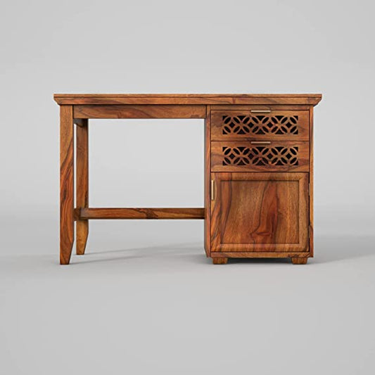 MoonWooden Sheesham Wood Finish Writing Study Desk Computer Table for Home and Office (Honey )