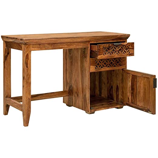 MoonWooden Sheesham Wood Finish Writing Study Desk Computer Table for Home and Office (Honey )