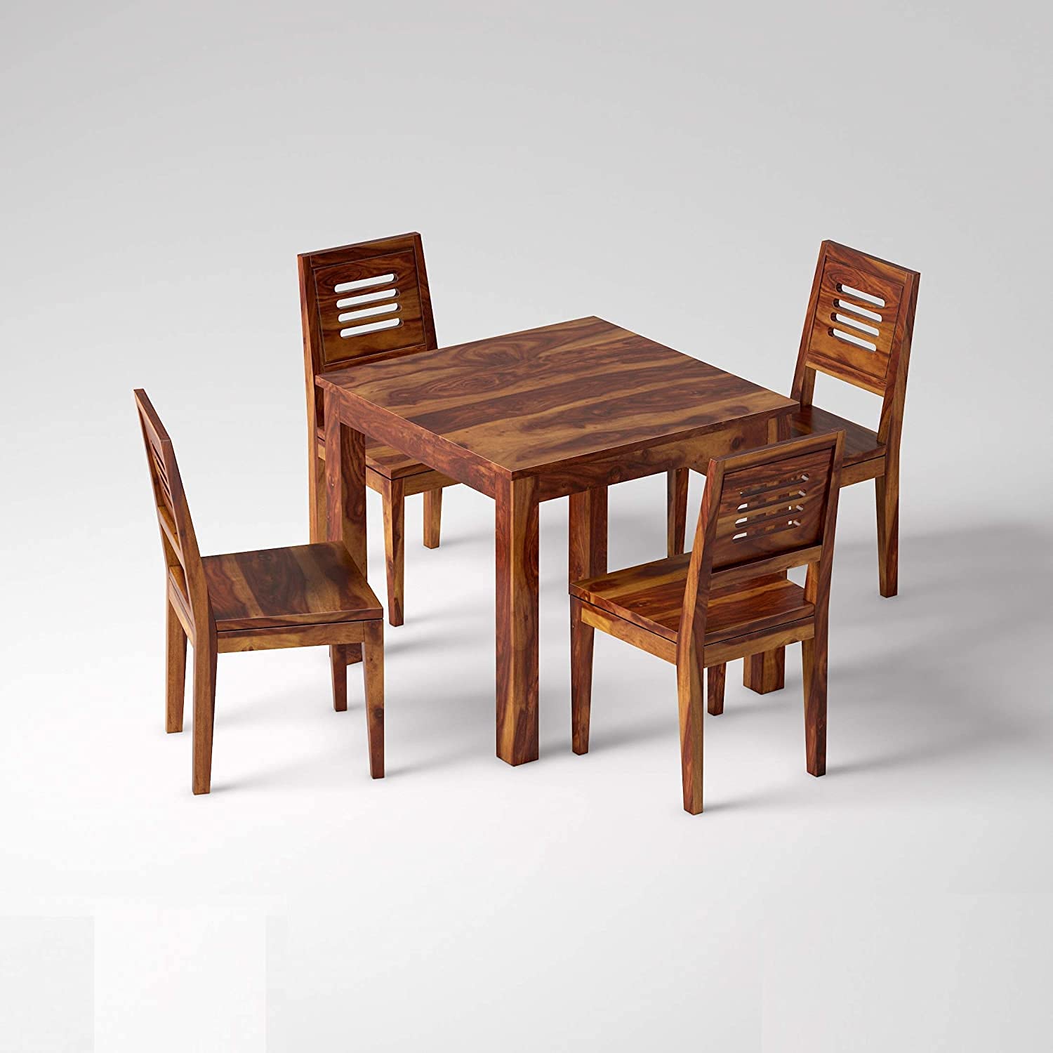 MoonWooden Solid Wood Dining Table with 4 Chair | for Home | Dining Room Furniture | Natural Colour Finish