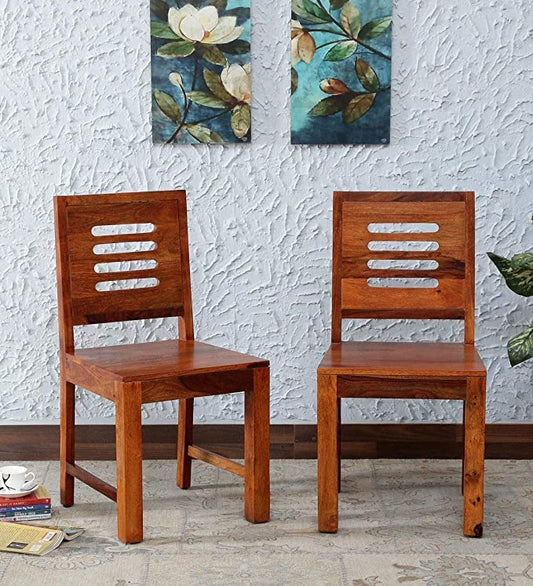MoonWooden Engineered Wood Dining/Balcony Chairs for Home and Office | Wooden Chair Table 2 Set for Living Room Made up with Solid Wood Natural Wooden
