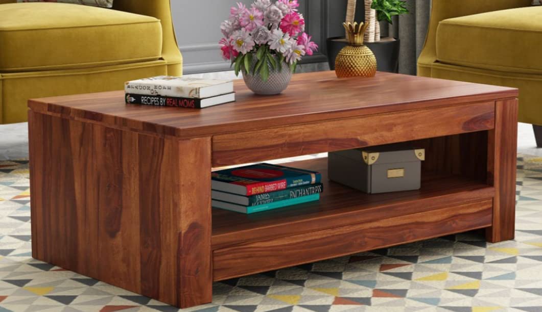 MoonWooden Wooden Coffee Table for Living Room and Office | Center Table | Tea Table | Sofa Set Center Table | Teak Finish