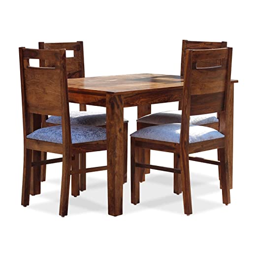 moonwooden Solid Wood 4 Seater Dining Table Set with 4 Chair for Home & Office Furniture| Hotel & Dinner | Drawing Room Furniture |