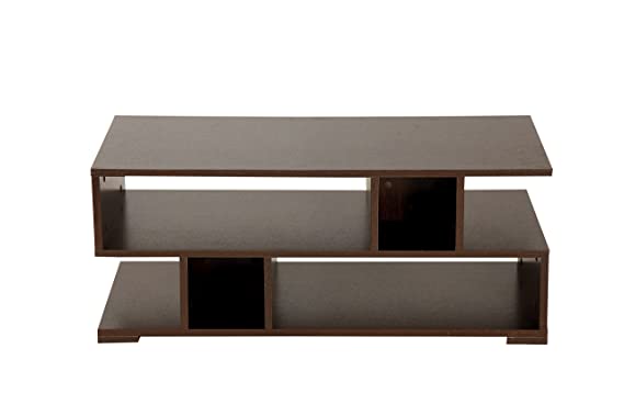 MoonWooden S Shape Engineered Wood Coffee Table/Centre Table/Tea Table (Black Mattee)