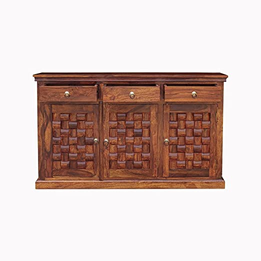 MoonWooden Wooden Sideboard Cabinet for Living Room | Kitchen Side Board Cabinet with 3 Door Cabinet & 3 Drawers Storage for Home | Sheesham Wood
