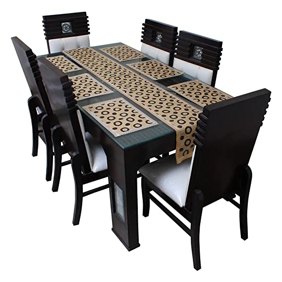 MoonWooden Solid Wood 6 Seater Dining Table Set with 6 Chair for Home