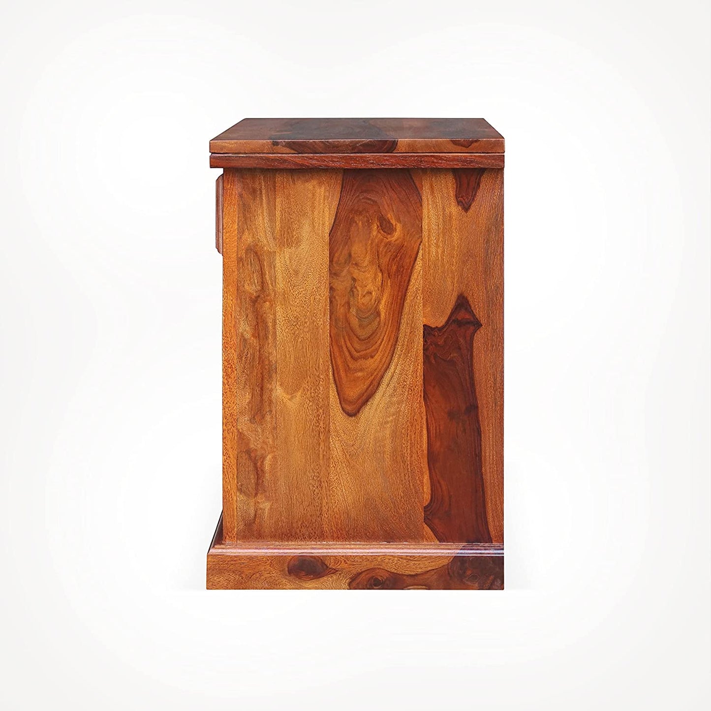 MoonWooden Wooden Bedside Table for Bedroom | Wooden Nightstand Lamp Table with 1 Drawer Storage | Sheesham Wood, Dark Honey