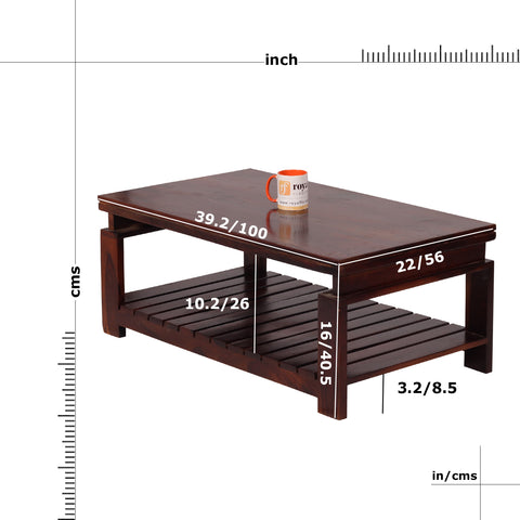 MoonWooden Engineered Wood Coffee Table/Center Table for Living Room (Wenge, Matte Finish)