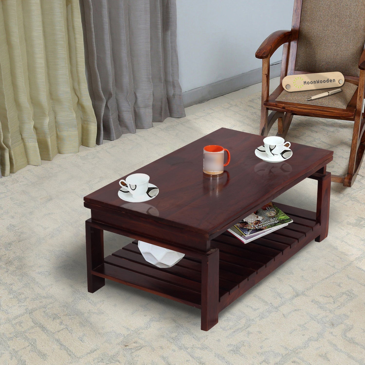 MoonWooden Engineered Wood Coffee Table/Centre Table/Tea Table(WALNET)